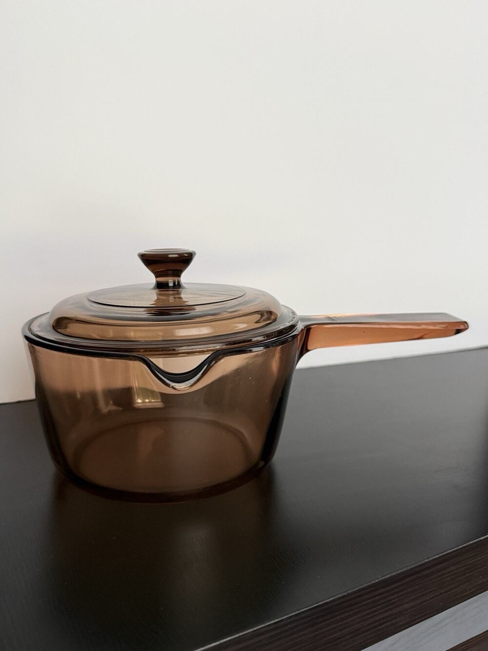 Vintage Corning Ware Visions Amber 1 Liter Saucepan With Lid